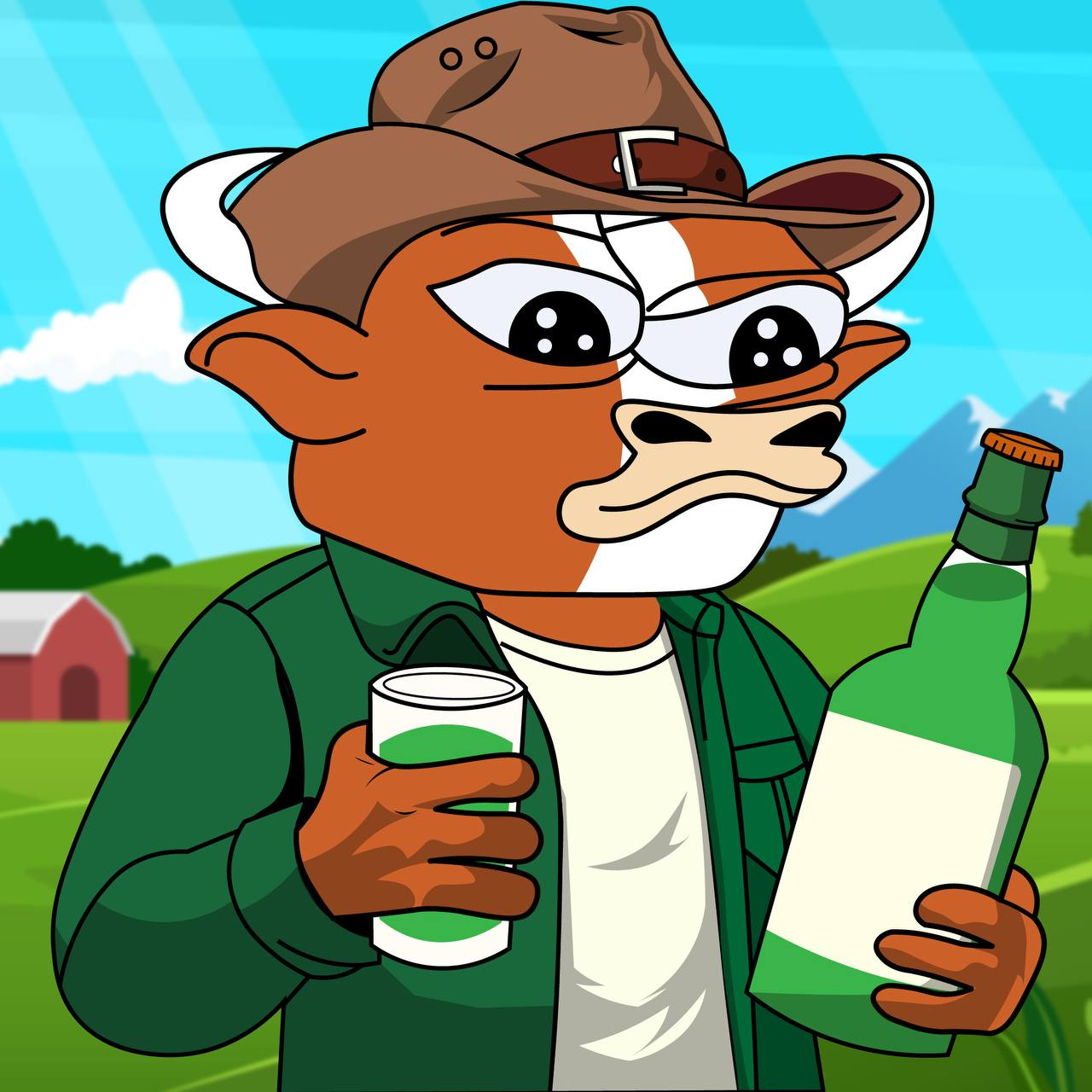 MUMU wearing a cowboy hat holding a drink, celebrating